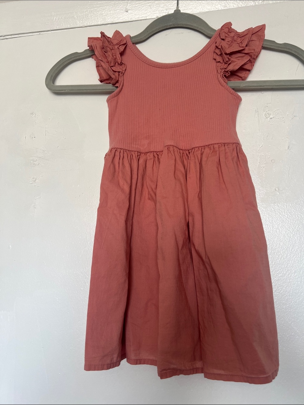 Janie and Jack Girls' Ruffle Sleeve Cotton Dress - Dusty Rose sz 3